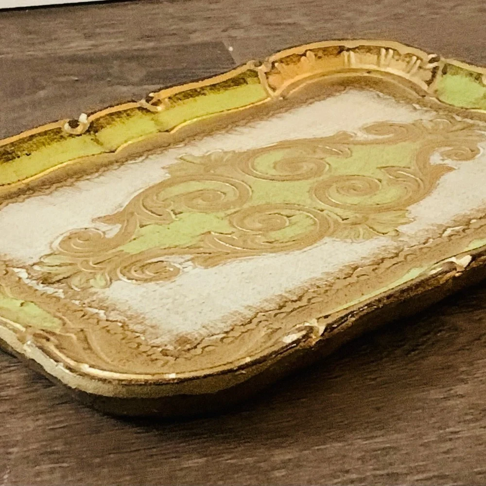 Vintage Tray Wood Hand Made Legno Decorato A Mano Made In Florence